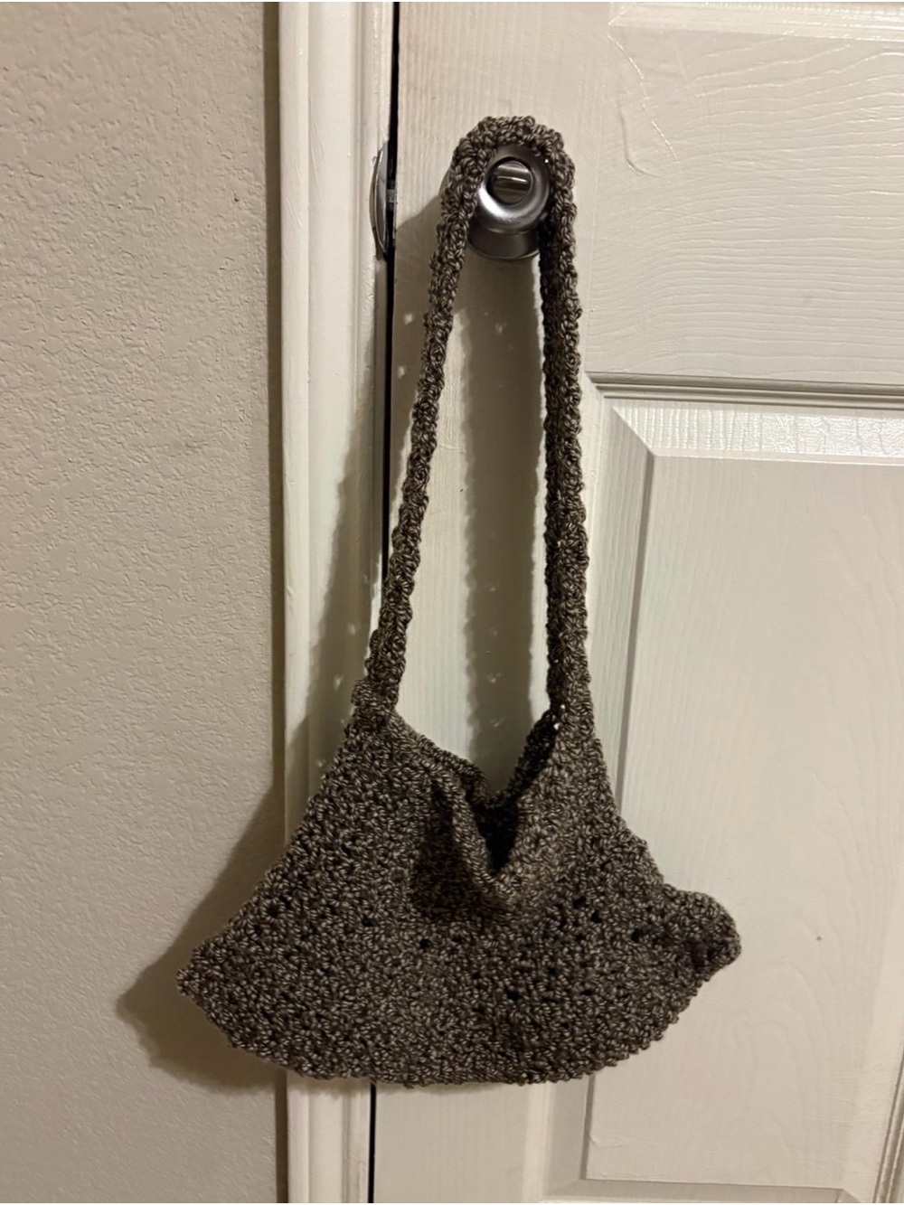 Handcrafted Crochet Shoulder Bag in Dark Brown